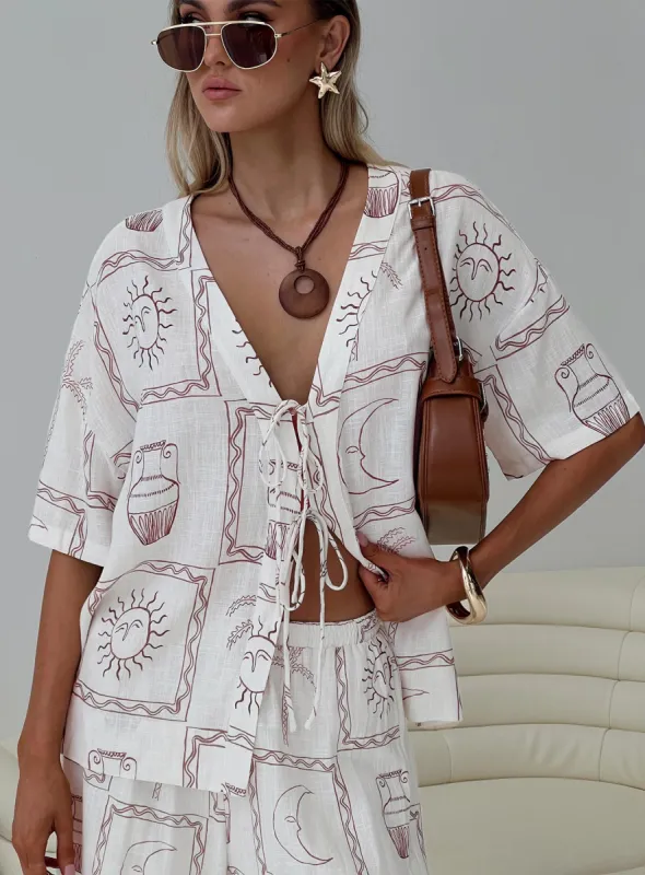 Sun Dream Shirt Cream / Multi made by Princess Polly