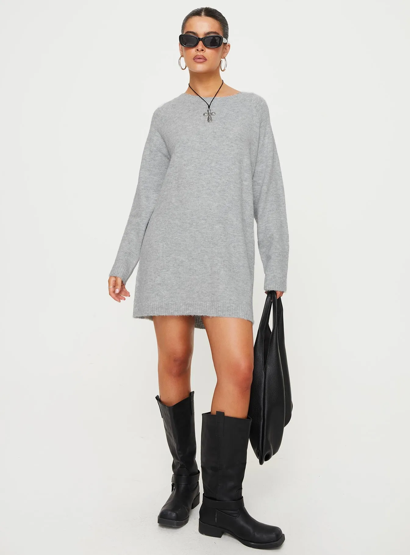Prewitt Sweater Mini Dress Grey sold by Princess Polly product image thumbnail 3
