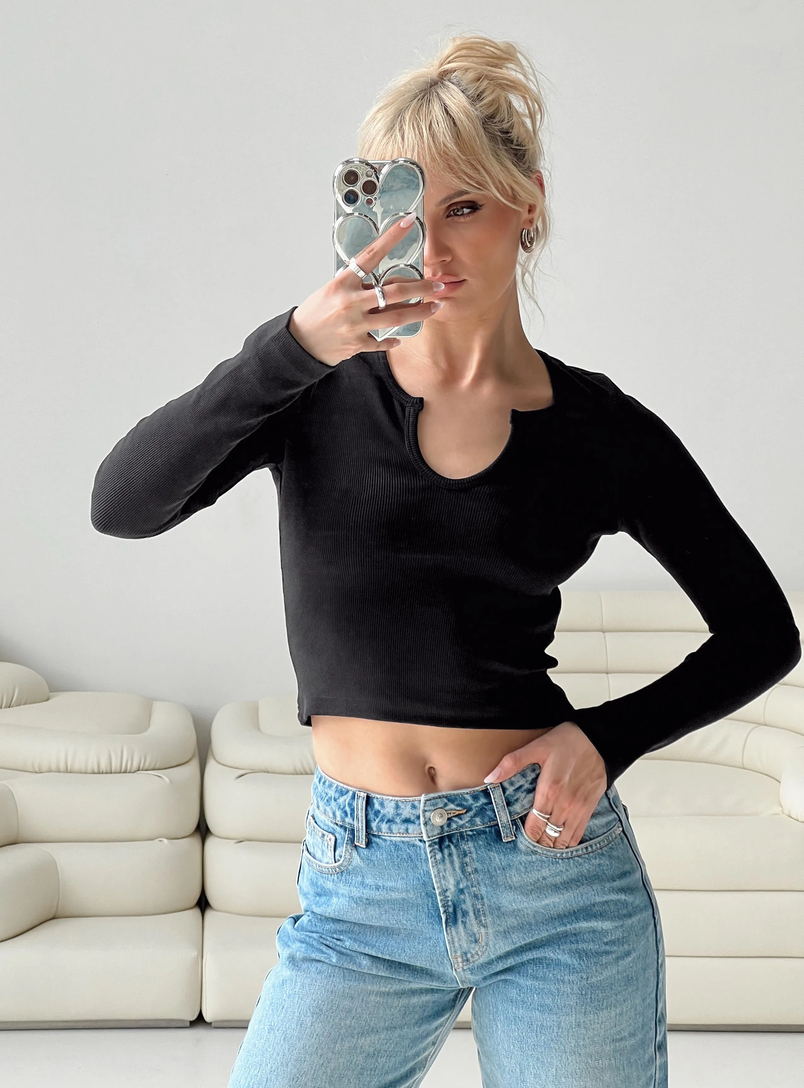 Morelle Long Sleeve Top Black sold by Princess Polly