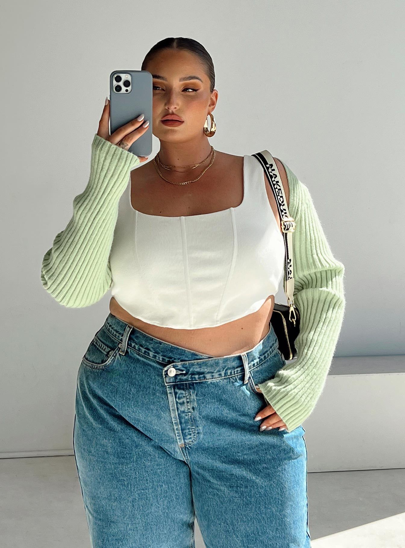 Aytan Bolero Sweater Green Curve sold by Princess Polly