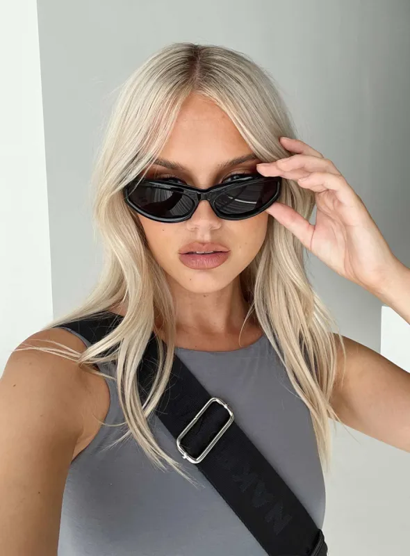 A Lot Sunglasses Black sold by Princess Polly