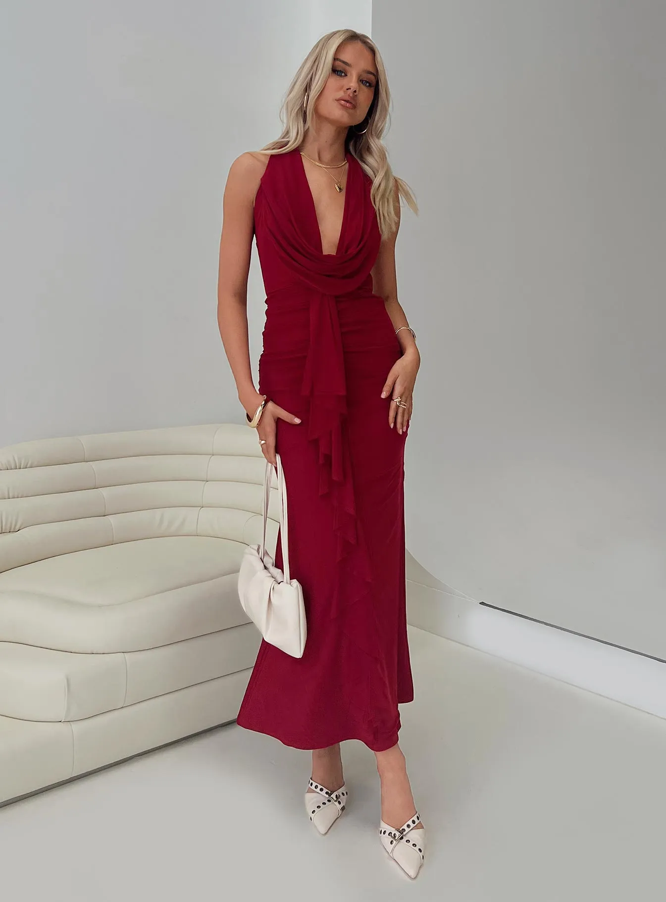 Corzetti Maxi Dress Burgundy sold by Princess Polly
