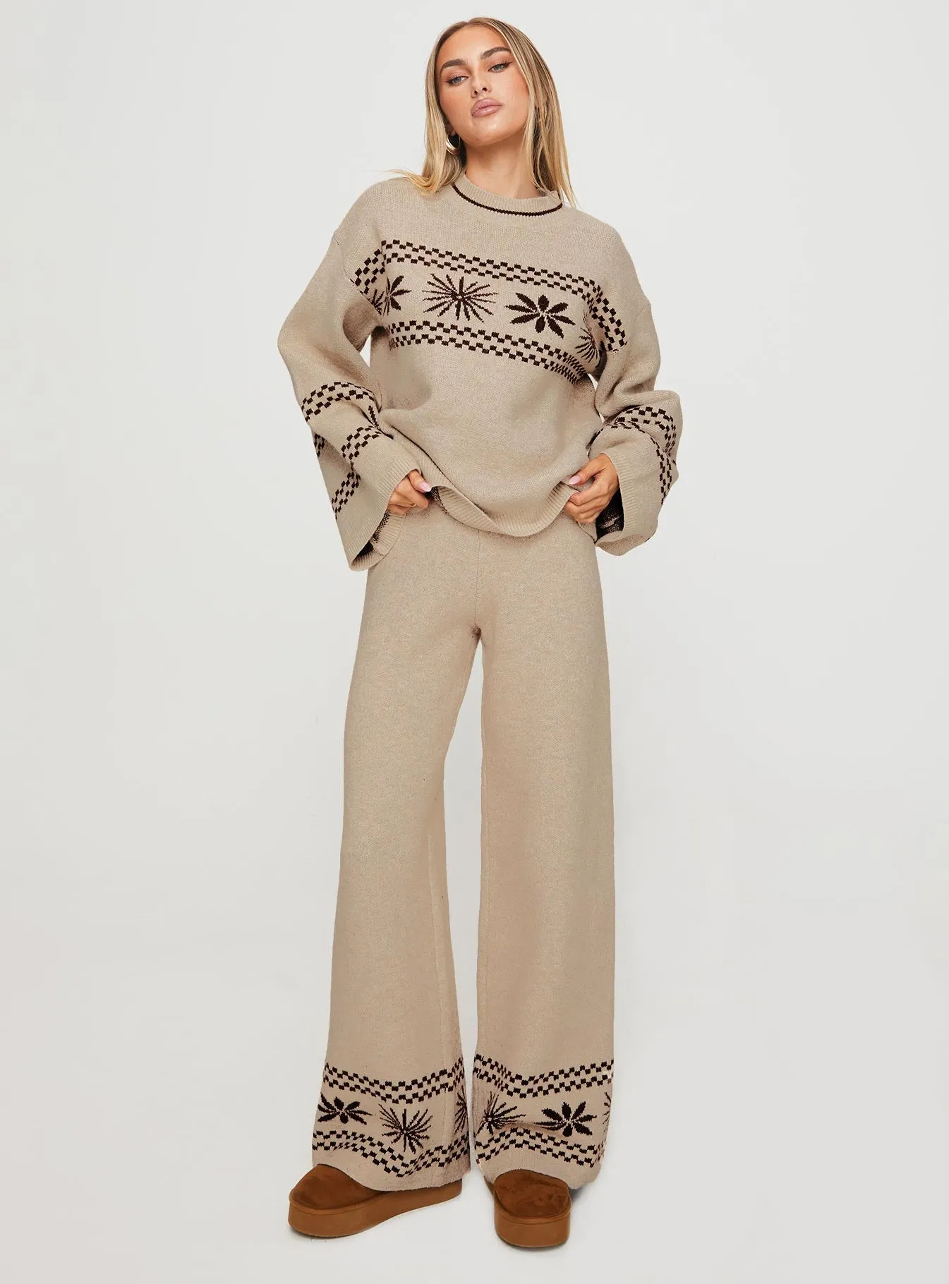 Anok Graphic Sweater Cream / Brown sold by Princess Polly product image thumbnail 3