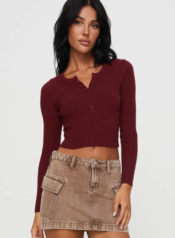 Unwritten Love Top Burgundy sold by Princess Polly