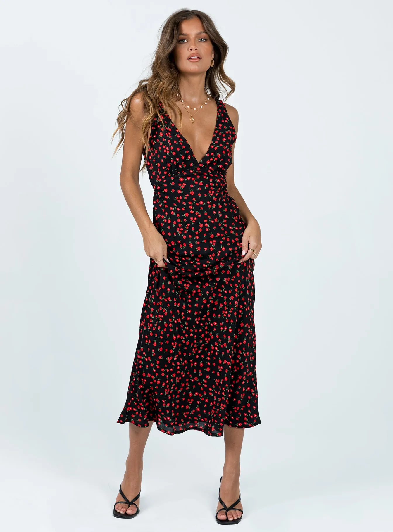 Nellie Maxi Dress Black/Red Floral sold by Princess Polly product image thumbnail 3