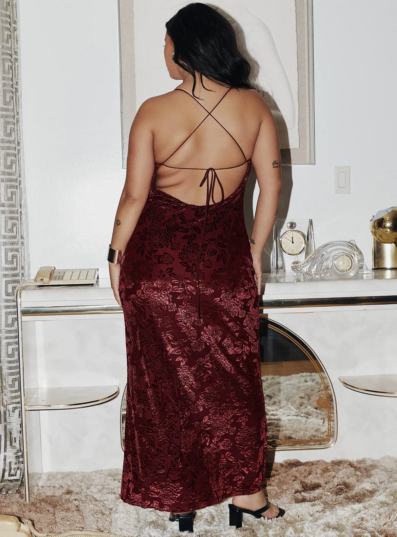 Zotta Maxi Dress Burgundy Curve sold by Princess Polly product image thumbnail 4