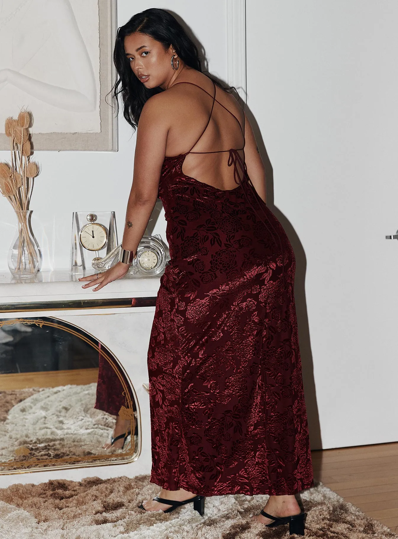 Zotta Maxi Dress Burgundy Curve sold by Princess Polly product image thumbnail 3
