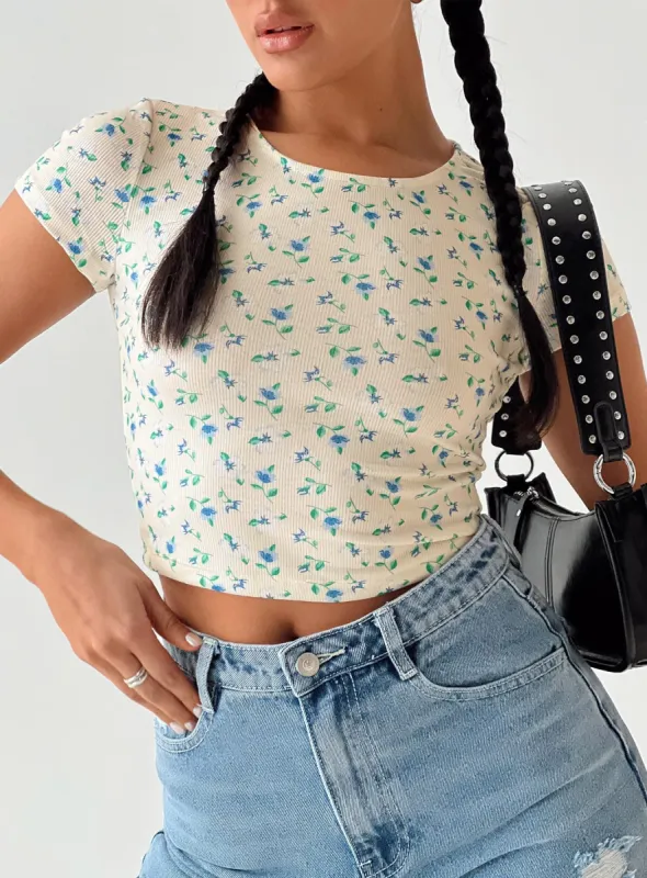 Kapner Baby Tee Blue Floral sold by Princess Polly