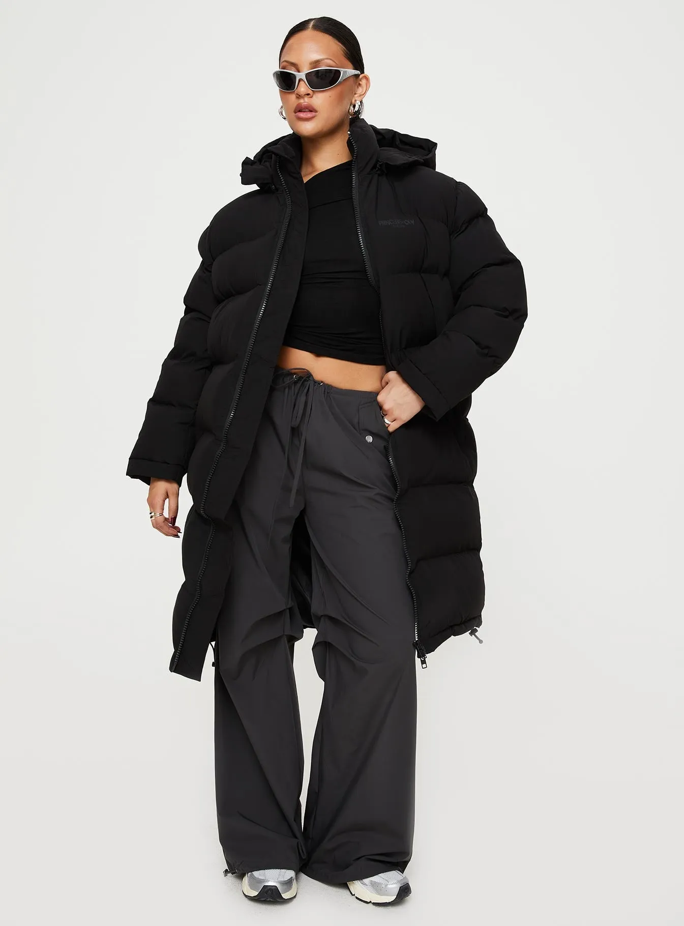 Dream Puff Technical Longline Puffer Jacket Black sold by Princess Polly product image thumbnail 3