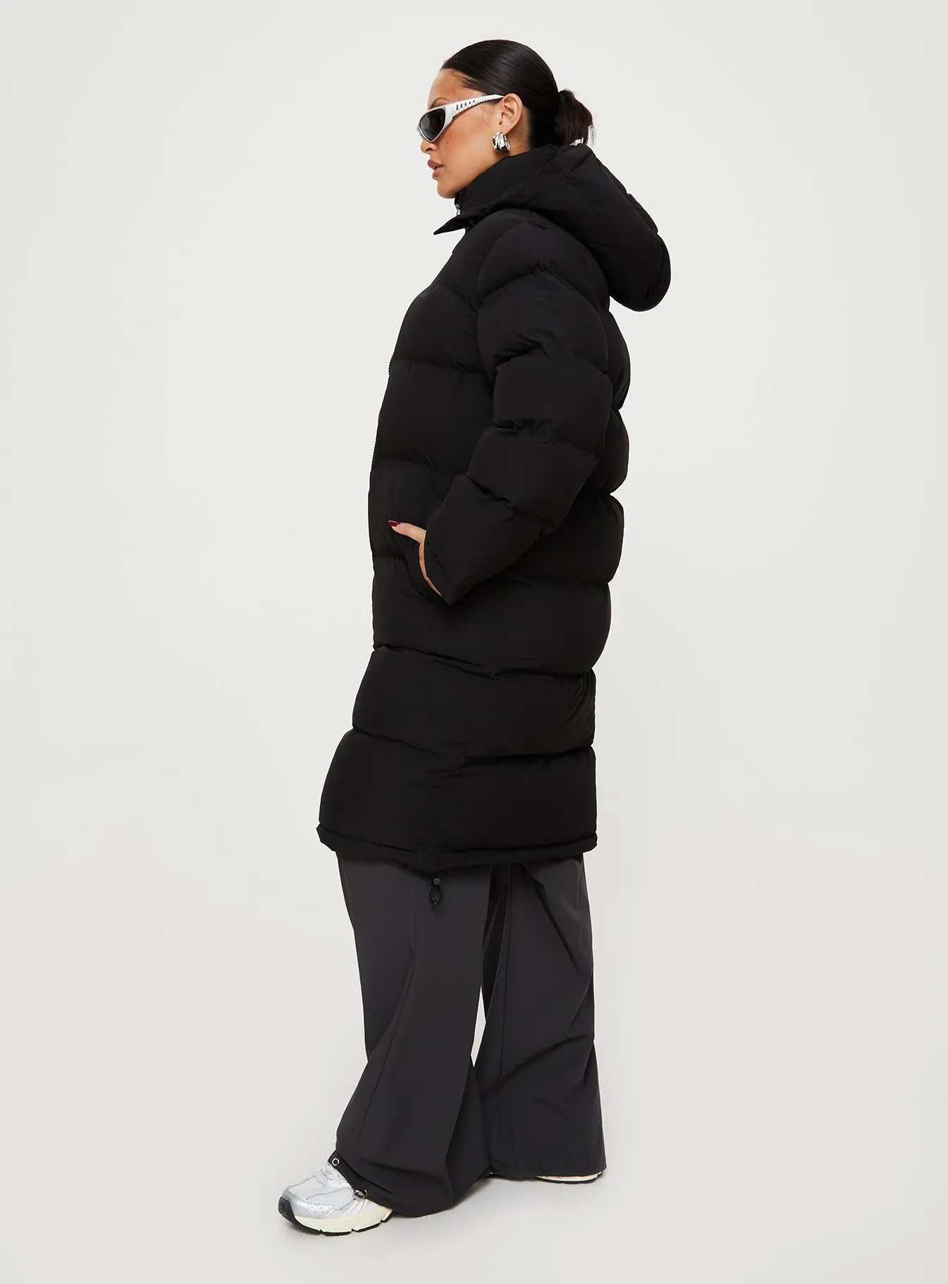 Dream Puff Technical Longline Puffer Jacket Black sold by Princess Polly product image thumbnail 4