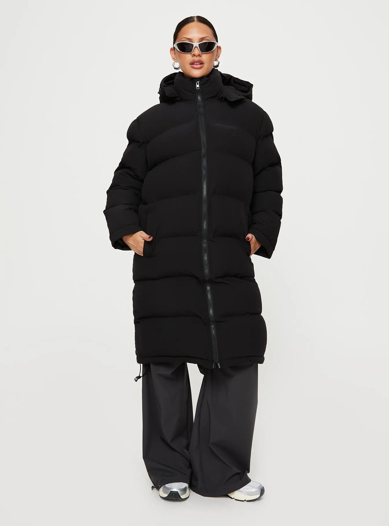Dream Puff Technical Longline Puffer Jacket Black sold by Princess Polly product image thumbnail 2