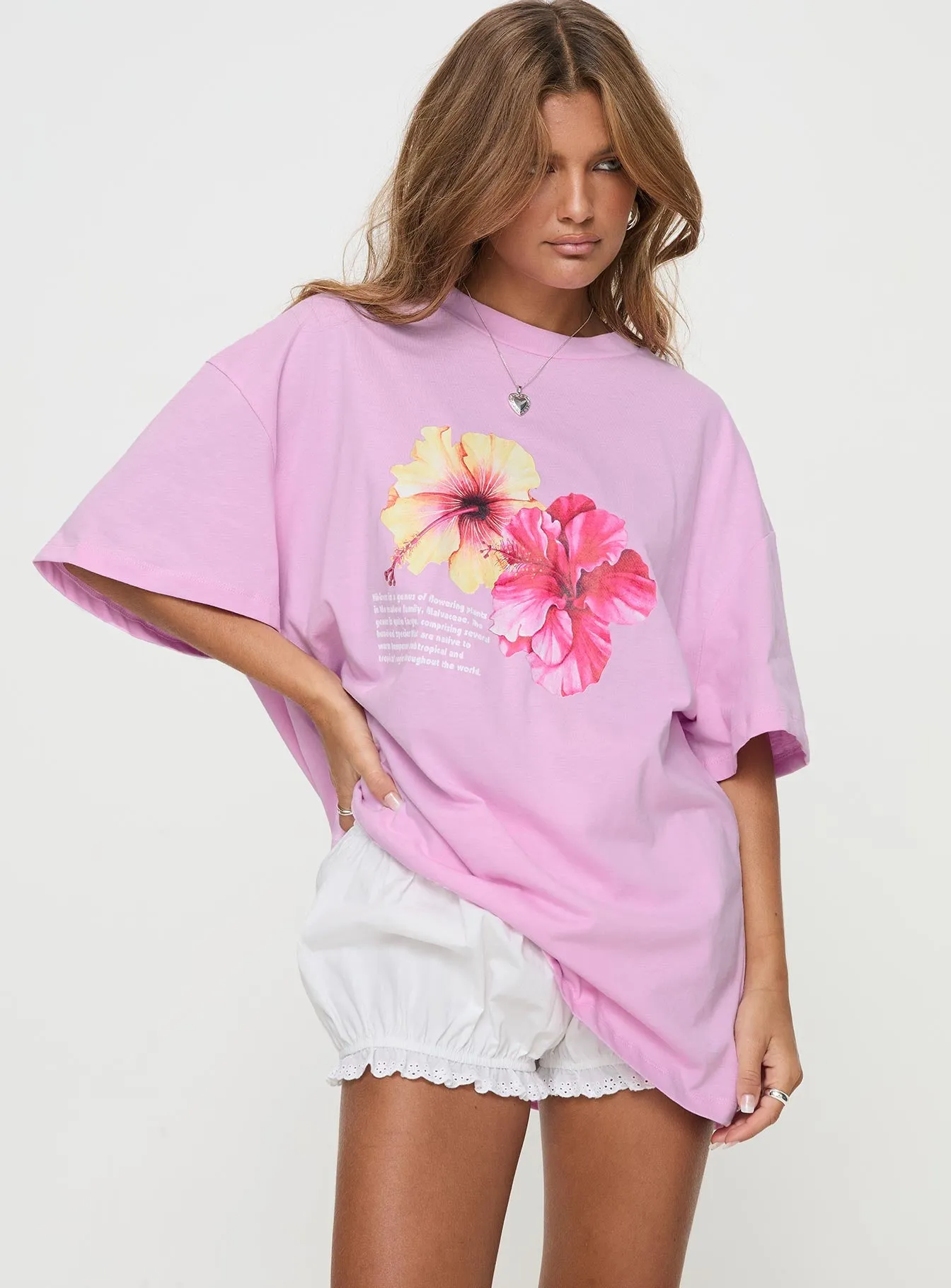 Hibiscus Haven Oversized Tee Pink sold by Princess Polly product image thumbnail 2