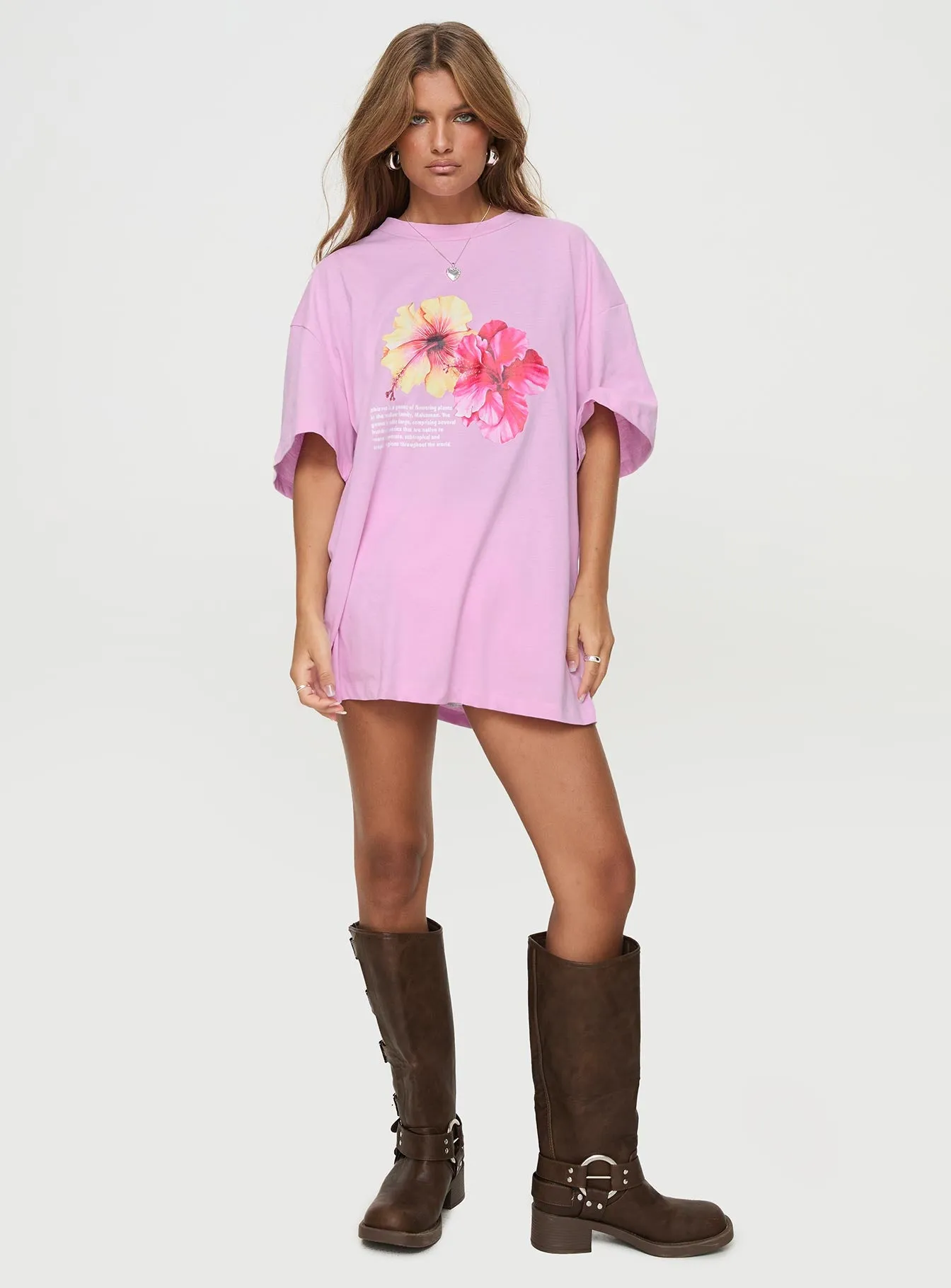 Hibiscus Haven Oversized Tee Pink sold by Princess Polly product image thumbnail 3