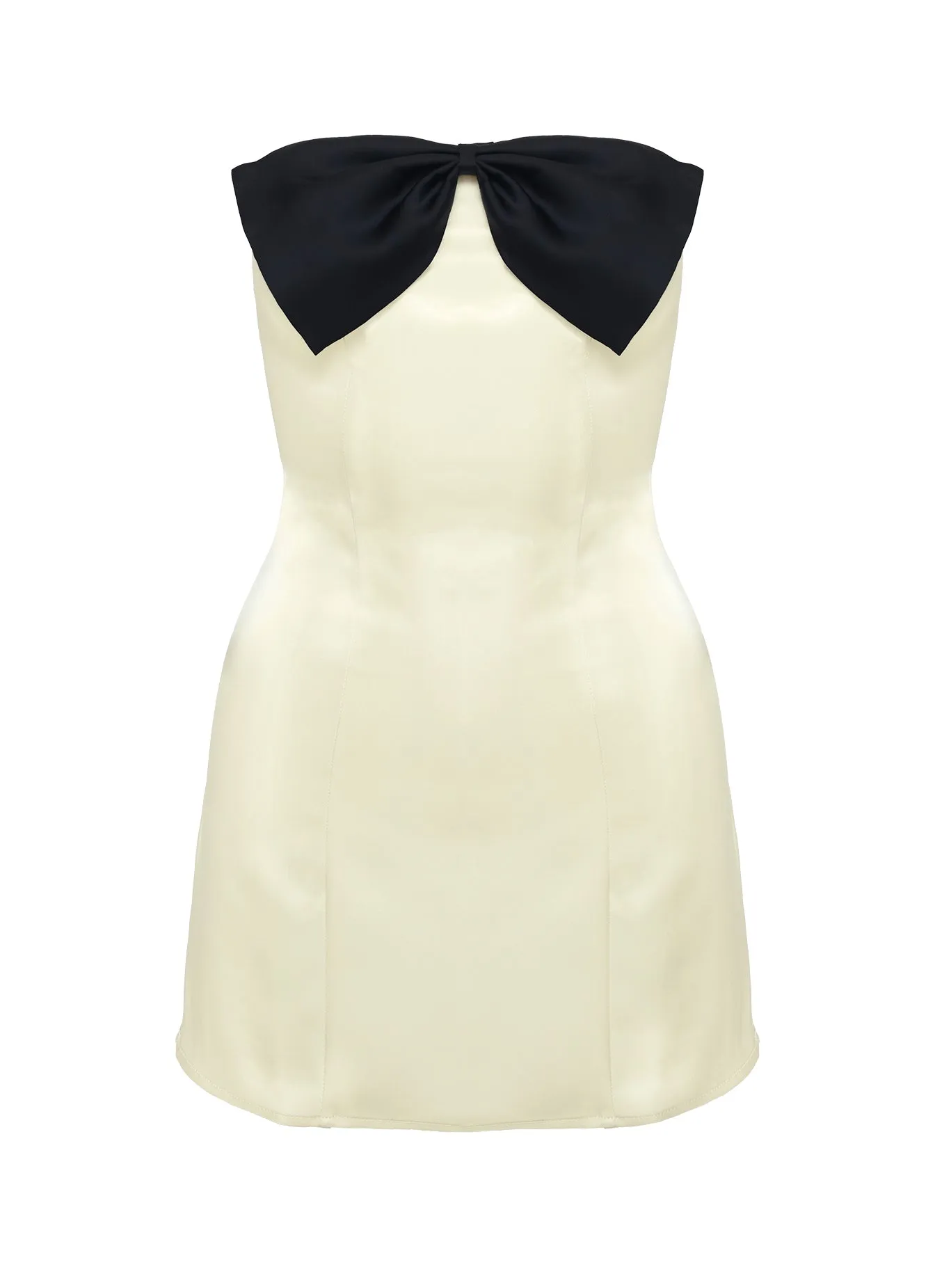 Kesy Bow Tie Mini Dress Cream / Black sold by Princess Polly product image thumbnail 5