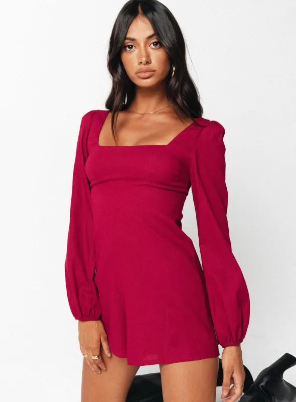 Hastings Long Sleeve Romper Burgundy sold by Princess Polly