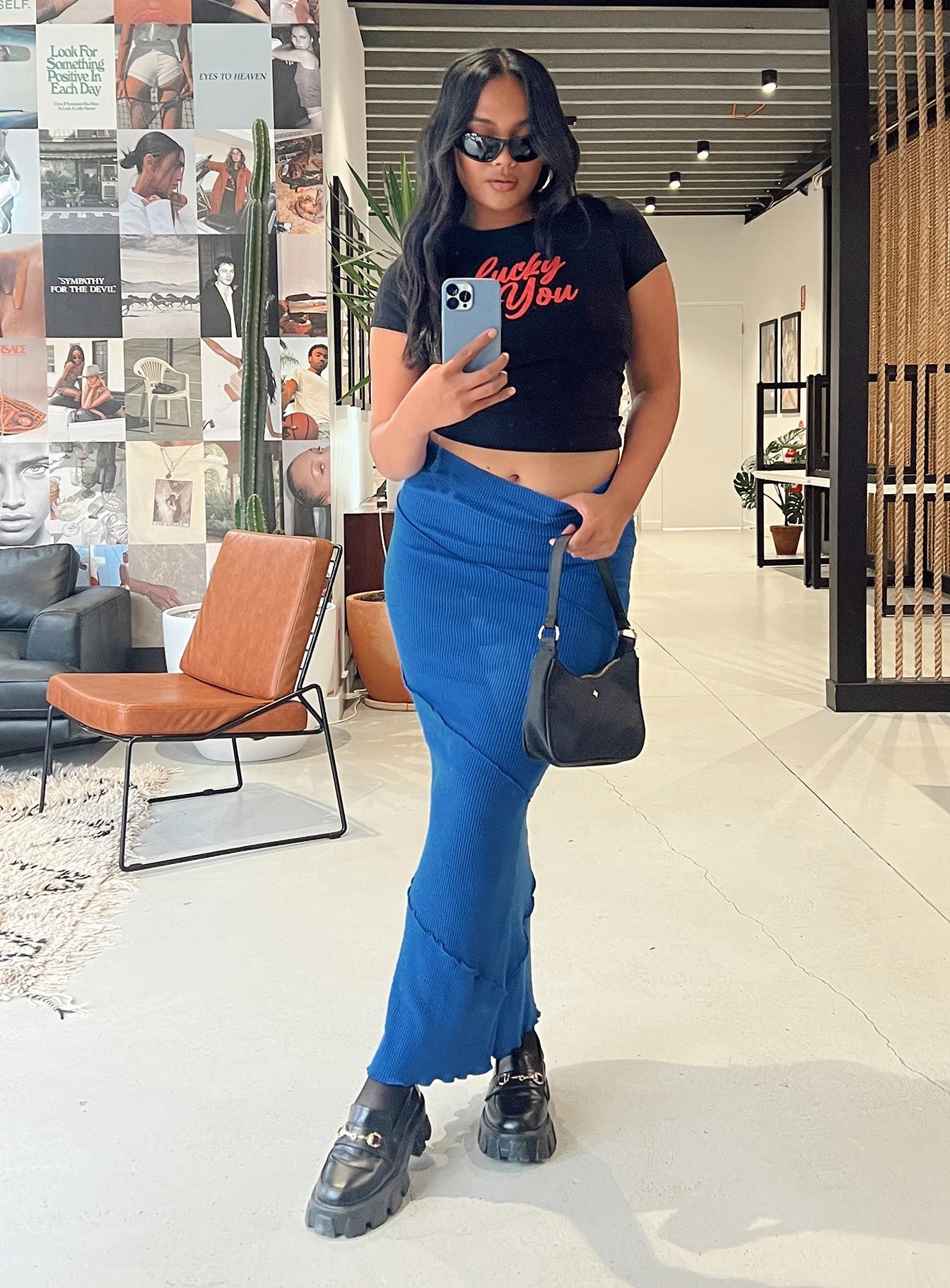 Oscar Maxi Skirt Cobalt Blue sold by Princess Polly