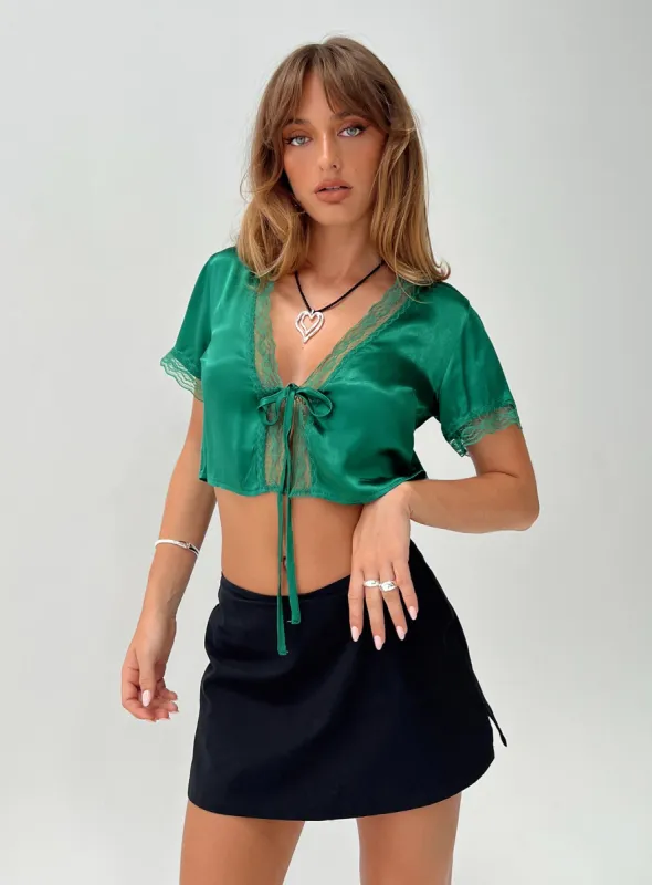 Vintage Tie Up Top Green sold by Princess Polly