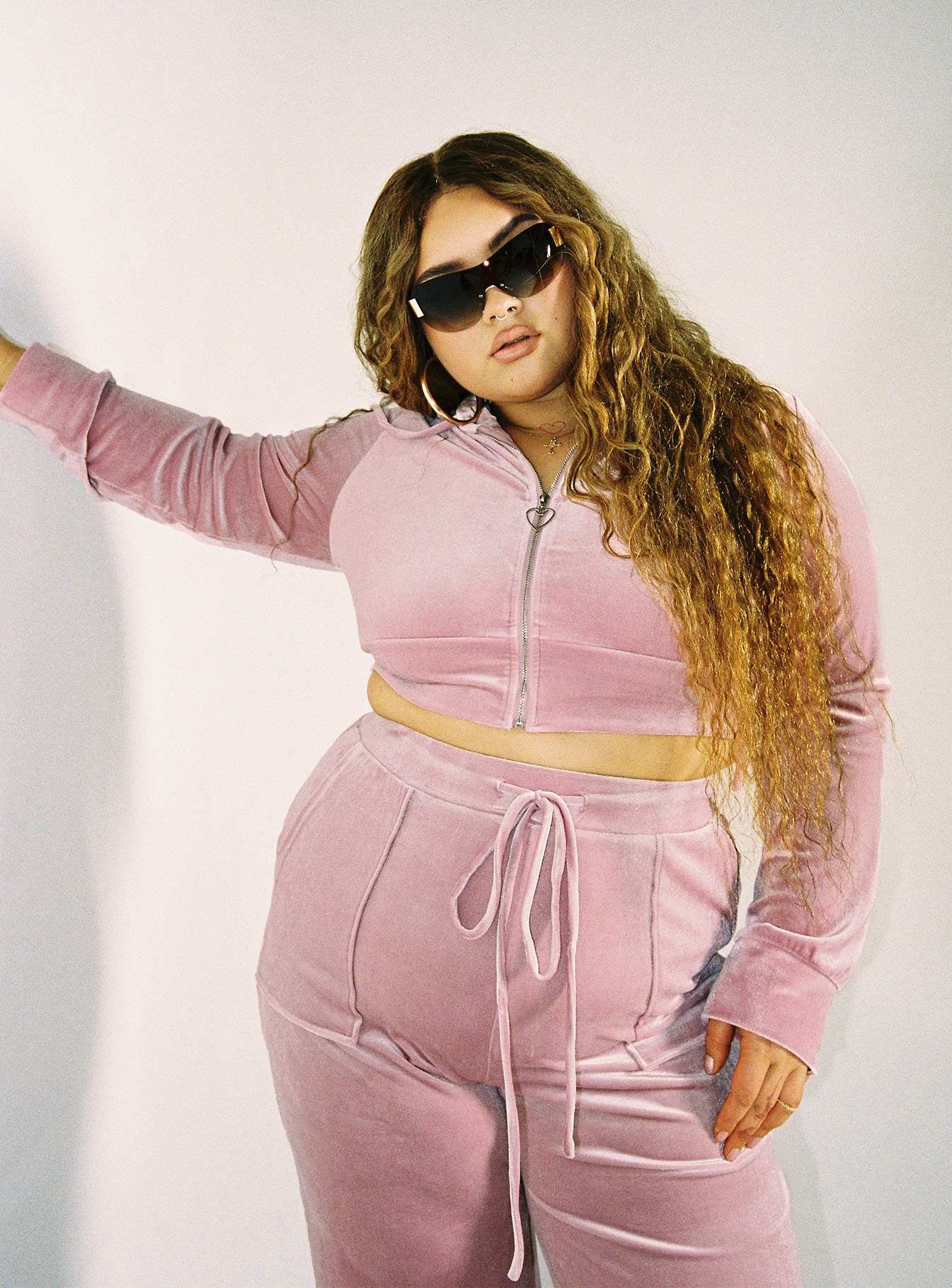 Velour Hoodie Pink Curve sold by Princess Polly product image thumbnail 2