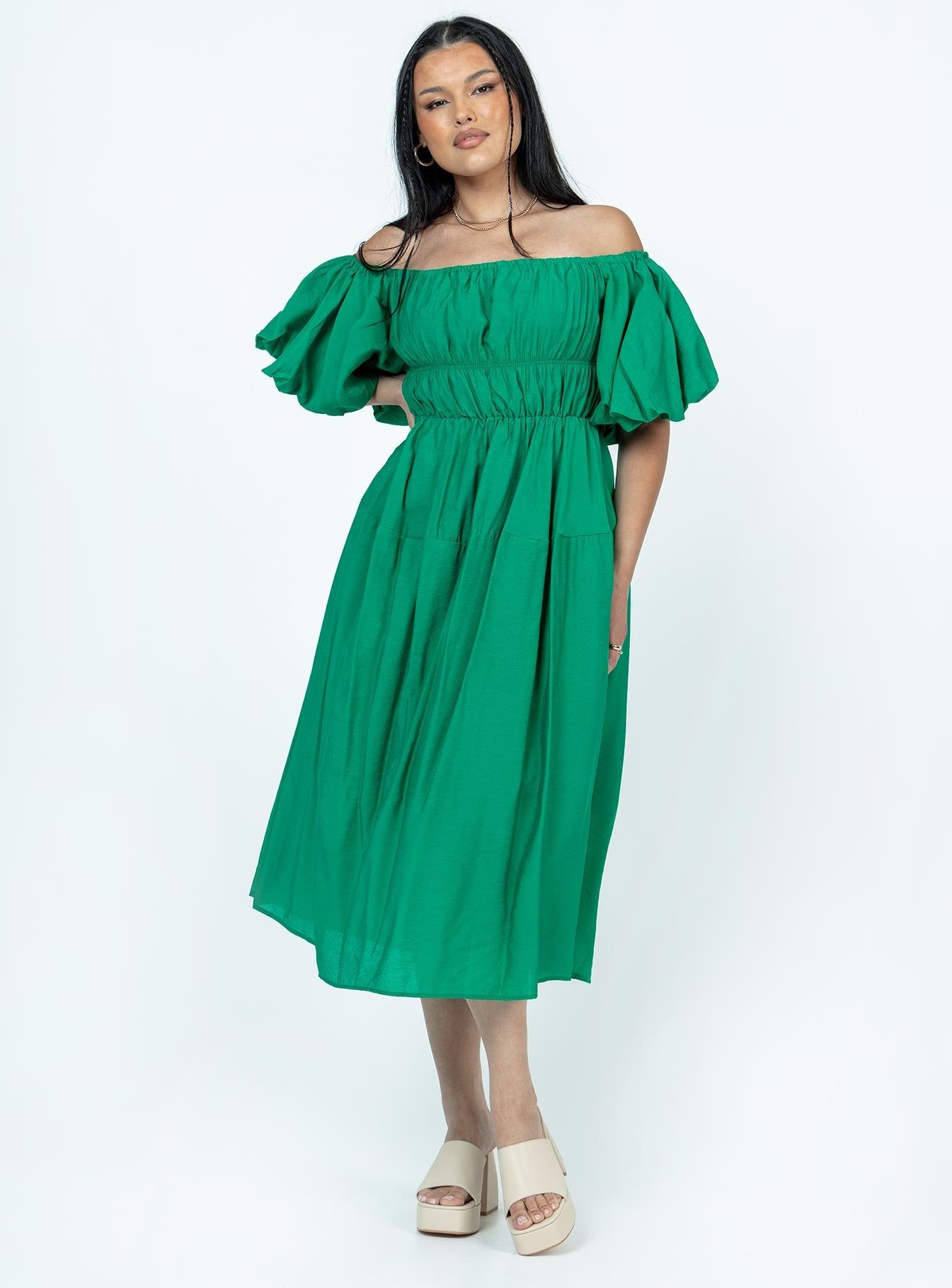 Neri Midi Dress Green sold by Princess Polly