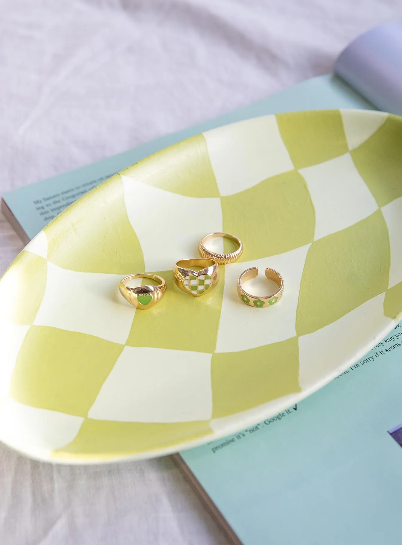 Superstition Ring Pack Gold / Green sold by Princess Polly