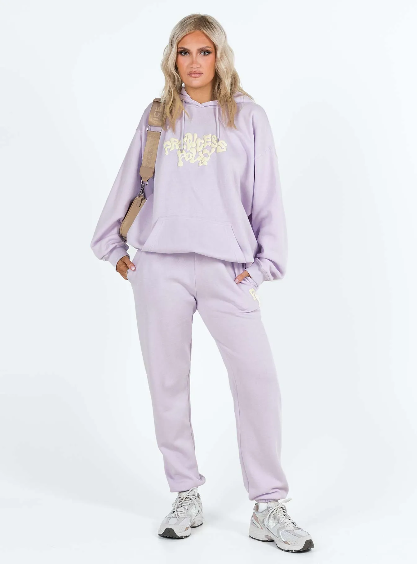 Princess Polly Hooded Sweatshirt Squiggle Text Dusty Mauve / Eggshell sold by Princess Polly product image thumbnail 3