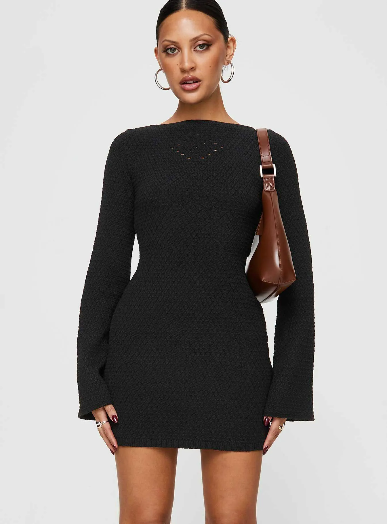 Malcalm Long Sleeve Mini Dress Black sold by Princess Polly