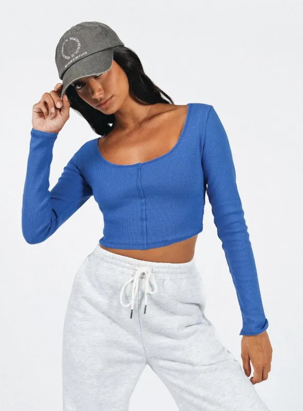 Martye Long Sleeve Top Blue sold by Princess Polly