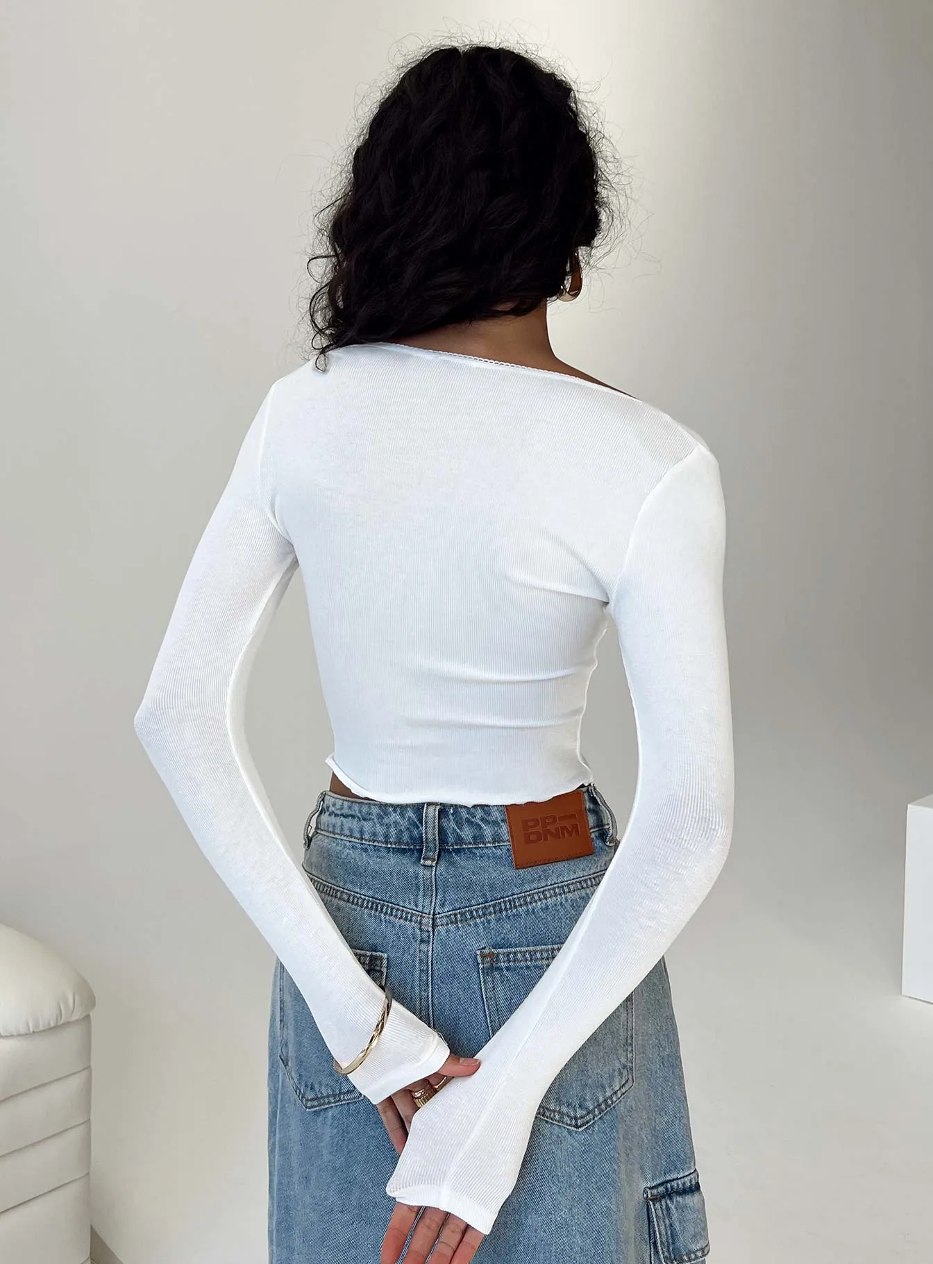 Karan Long Sleeve Top White sold by Princess Polly product image thumbnail 4