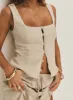 Zenda Linen Blend Top Beige sold by Princess Polly
