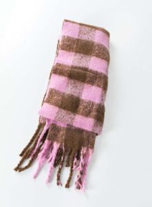 Piero Check Scarf Pink / Brown sold by Princess Polly