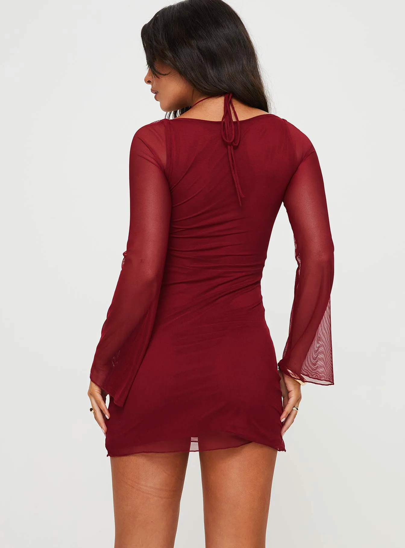 Bilbao Long Sleeve Mini Dress Burgundy sold by Princess Polly product image thumbnail 5