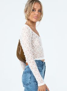 Kenar Long Sleeve Top White sold by Princess Polly