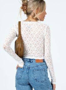 Kenar Long Sleeve Top White sold by Princess Polly