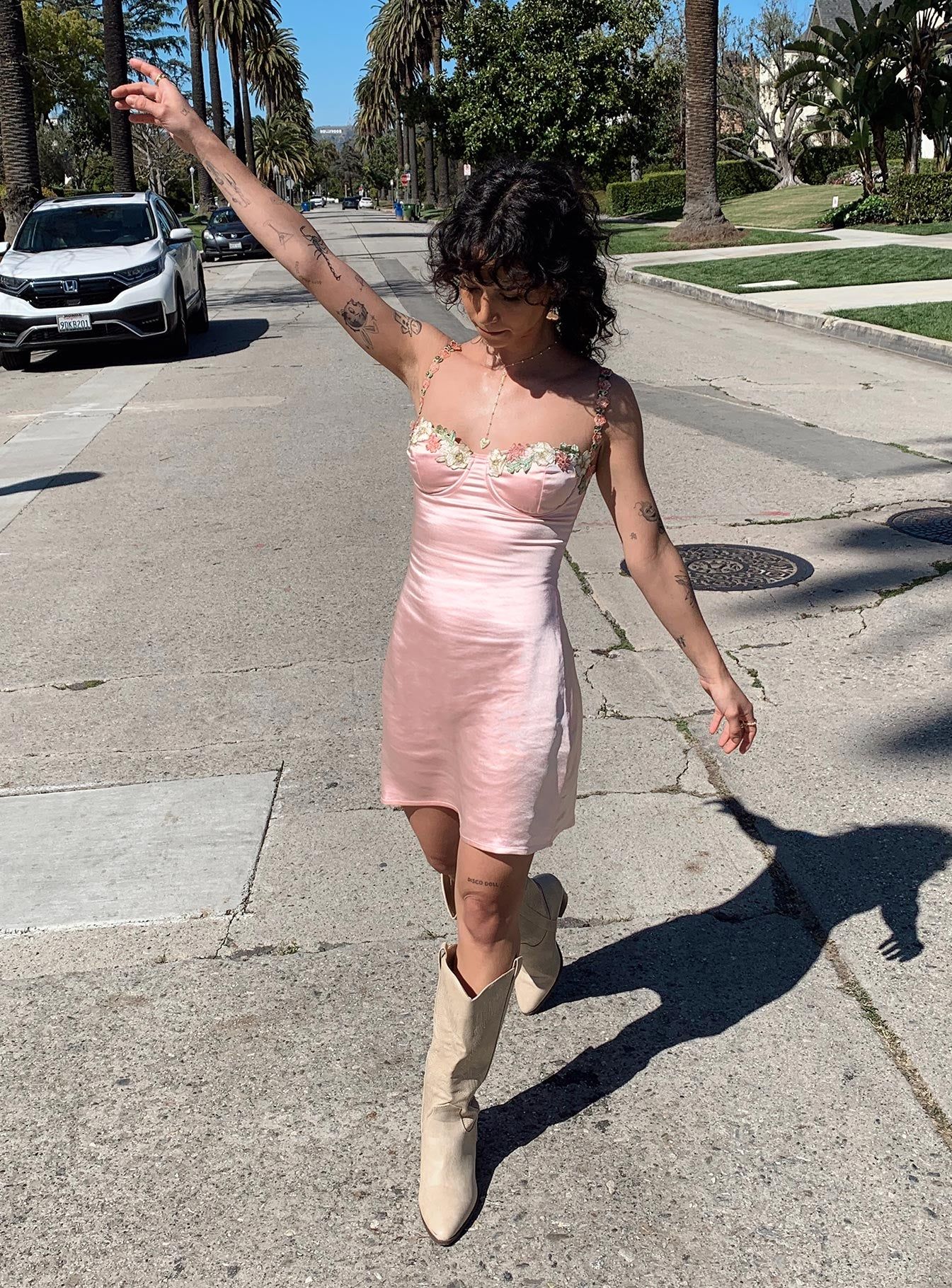 Kenzie Mini Dress Light Pink sold by Princess Polly