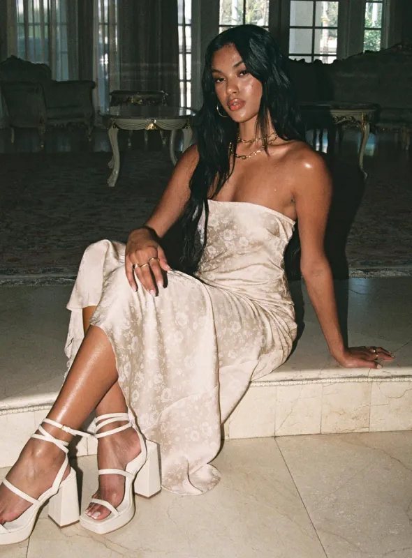Salvin Strapless Maxi Dress Champagne sold by Princess Polly