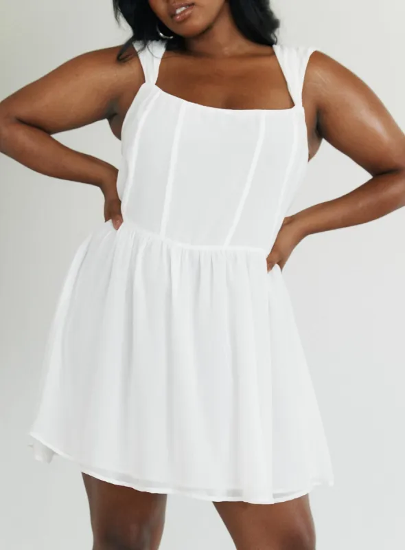 Kameliah Mini Dress White Curve sold by Princess Polly