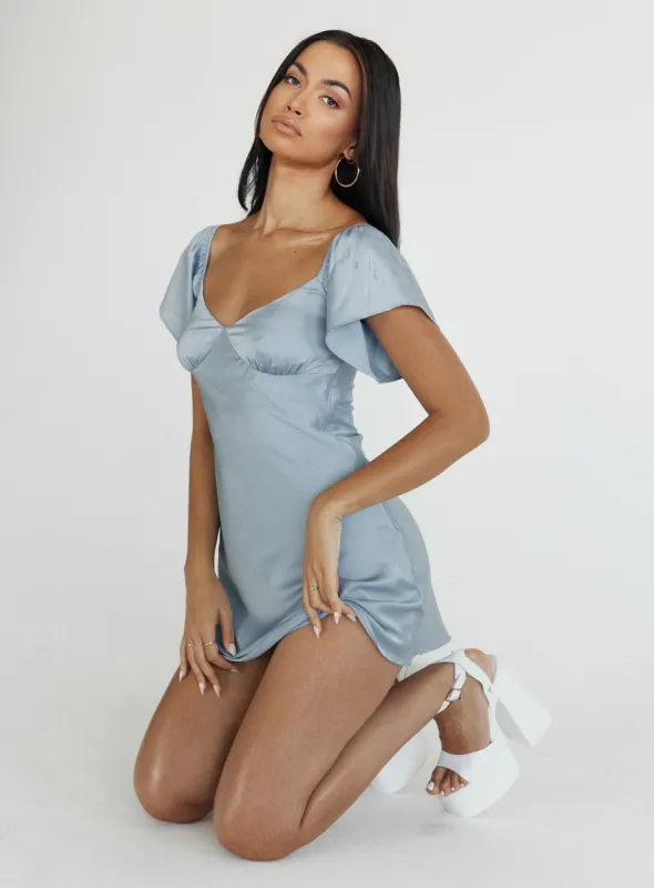 Isabel Mini Dress Blue sold by Princess Polly