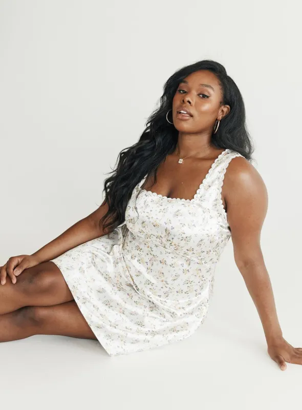 Berlin Satin Mini Dress White Curve sold by Princess Polly