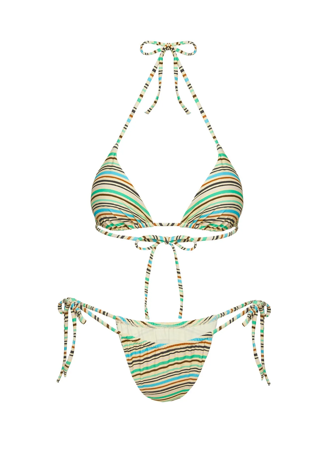 Jenner Tie Side Ruched Bikini Bottom Green Stripe sold by Princess Polly product image thumbnail 5
