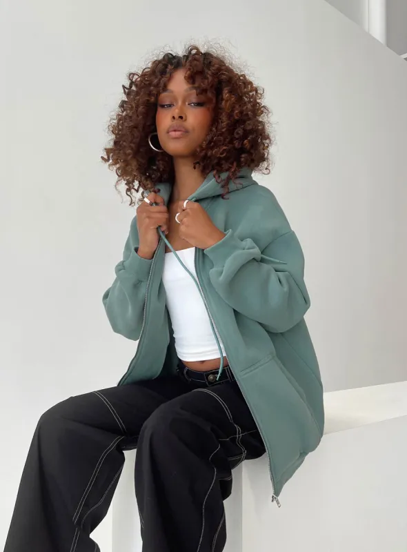 Florida Zip Up Sweatshirt Soft Sage sold by Princess Polly