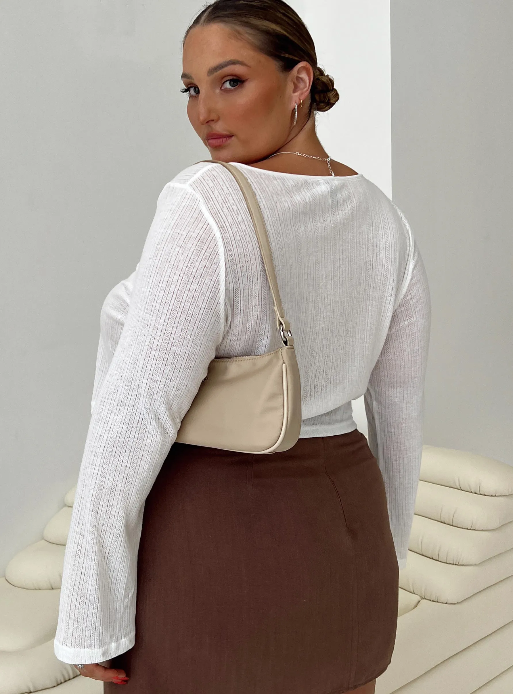 Barbaro Long Sleeve Top White Curve sold by Princess Polly product image thumbnail 3