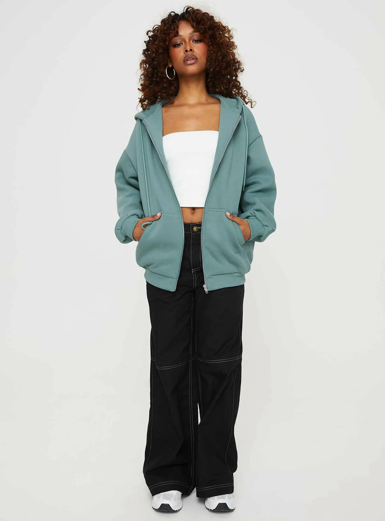 Florida Zip Up Sweatshirt Soft Sage sold by Princess Polly product image thumbnail 3