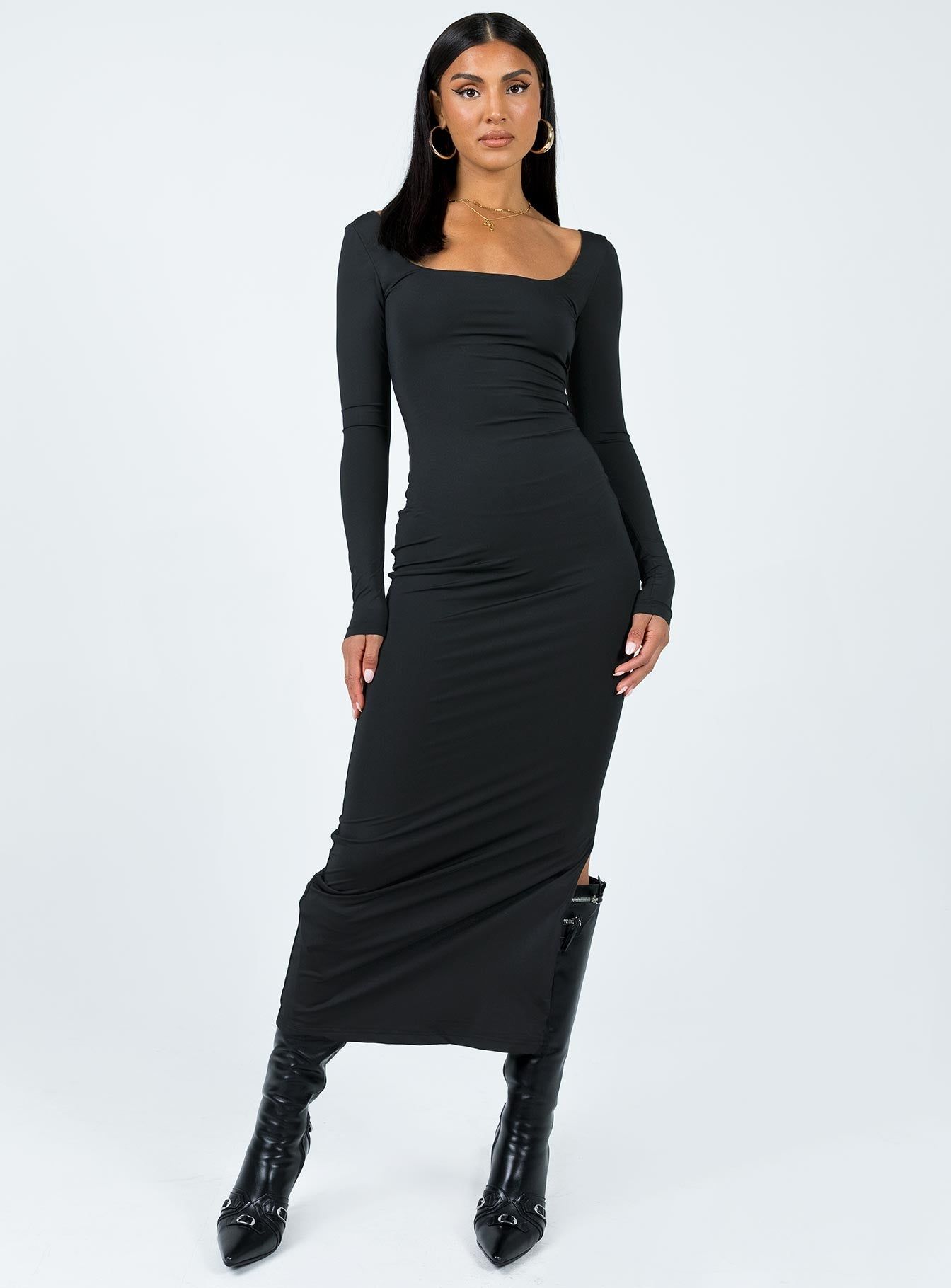 Burlington Long Sleeve Maxi Dress Black sold by Princess Polly product image thumbnail 2
