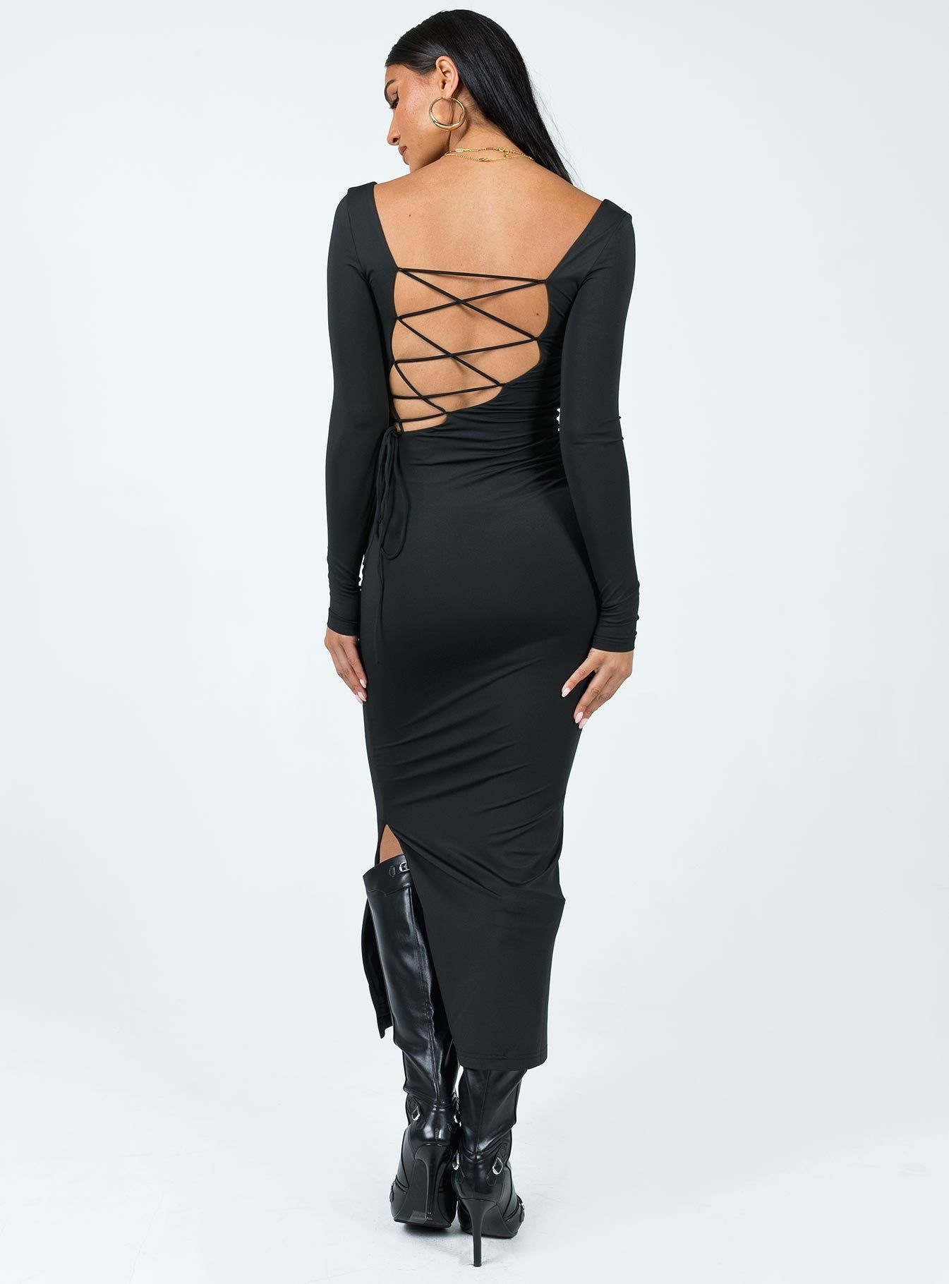 Burlington Long Sleeve Maxi Dress Black sold by Princess Polly product image thumbnail 5