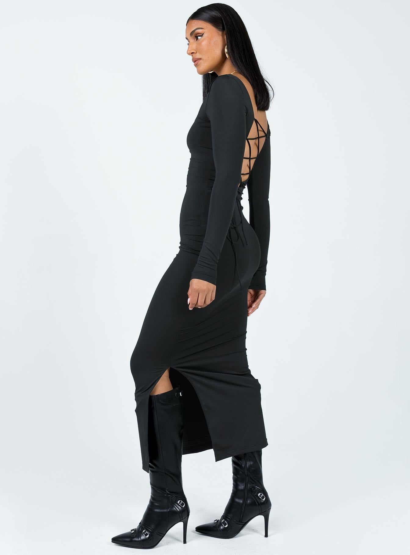 Burlington Long Sleeve Maxi Dress Black sold by Princess Polly product image thumbnail 4