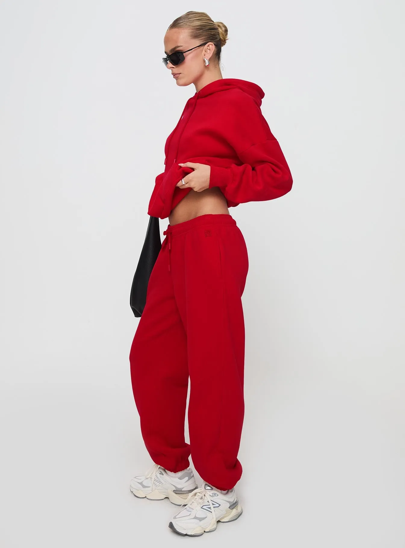 Dream Fleece Ankle Cuff Sweatpants Red sold by Princess Polly product image thumbnail 4
