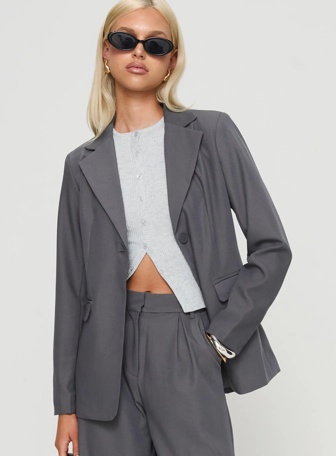 Relaxed Blazer Charcoal sold by Princess Polly product image thumbnail 2