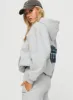 Princess Polly Hooded Sweatshirt Bubble Text Grey Marle / Slate sold by Princess Polly
