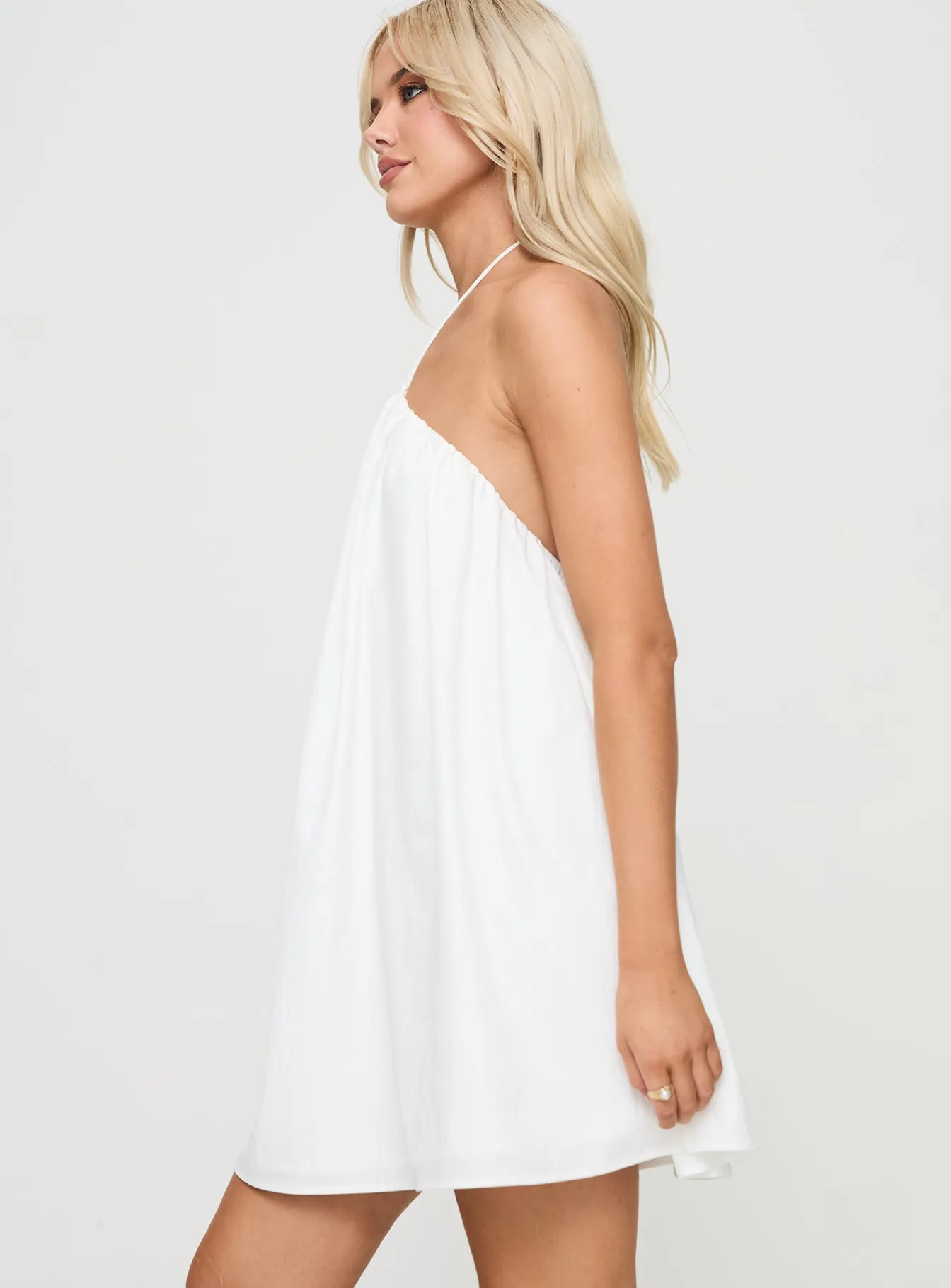 Peaco Halter Mini Dress White sold by Princess Polly product image thumbnail 4