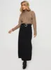 Whessler Split Back Denim Midi Skirt Black sold by Princess Polly